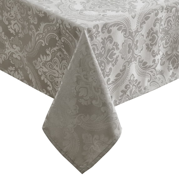 Elrene Home Fashions Caiden Elegance Damask Tablecloth, Silver, 52" x 52" Square