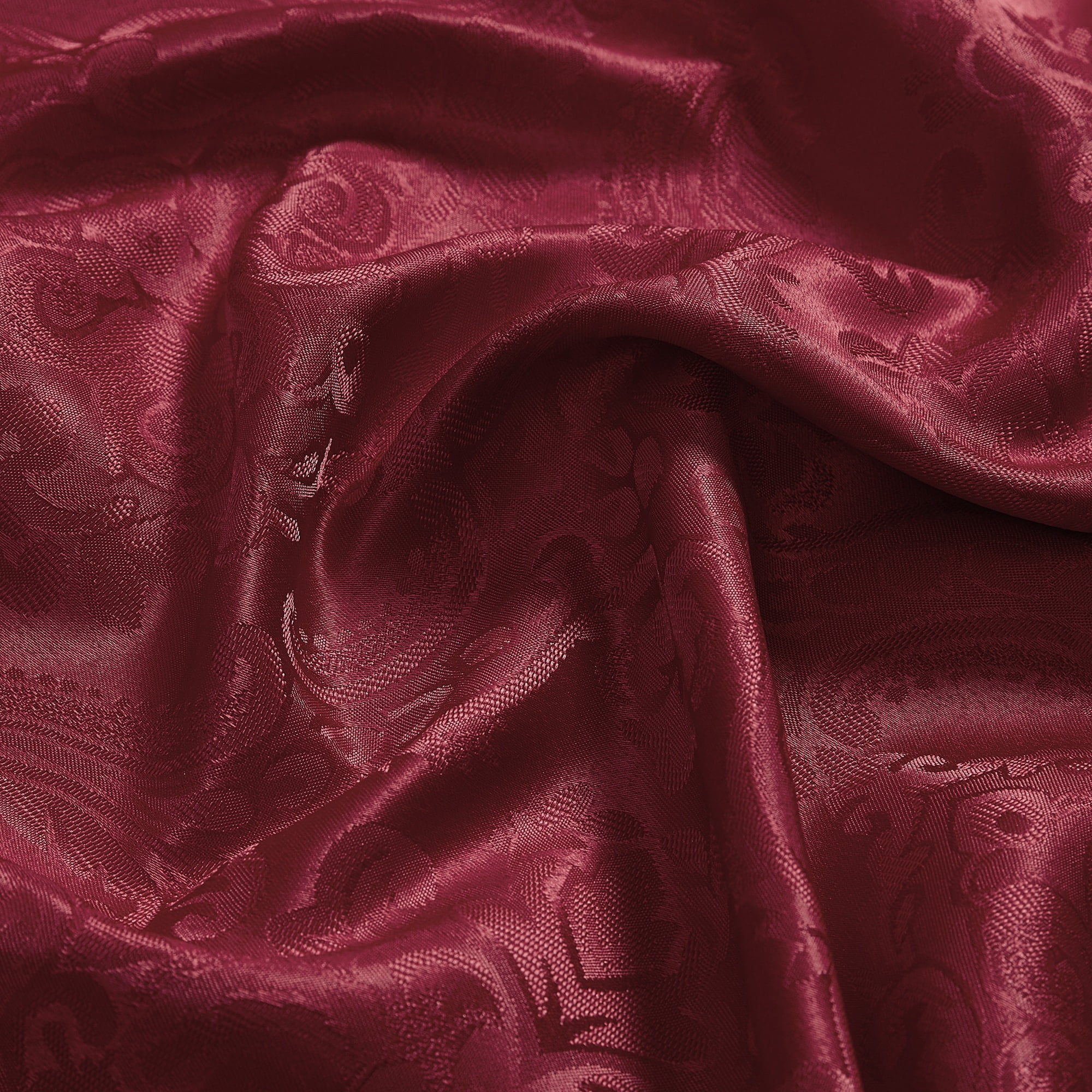 Cranberry Jacquard Damask Stain-Resistant Rectangular Tablecloth