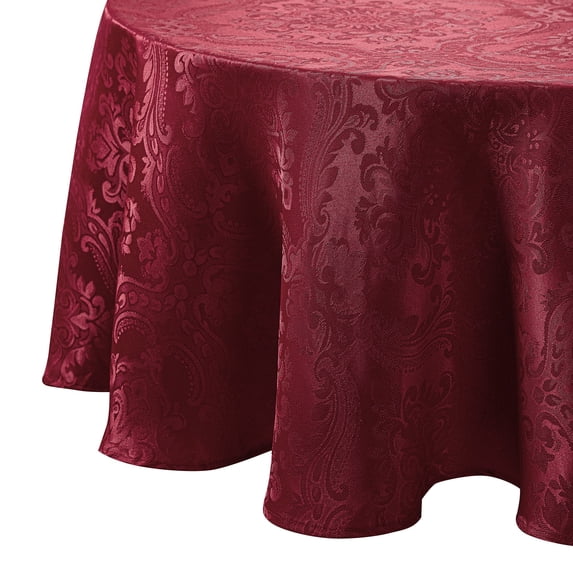 Elrene Home Fashions Caiden Elegance Damask Tablecloth, Cranberry, 60" x 84" Oval