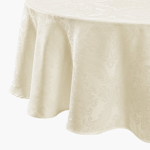 Elrene Home Fashions Caiden Elegance Damask Tablecloth, Ivory, 60" x 84" Oval