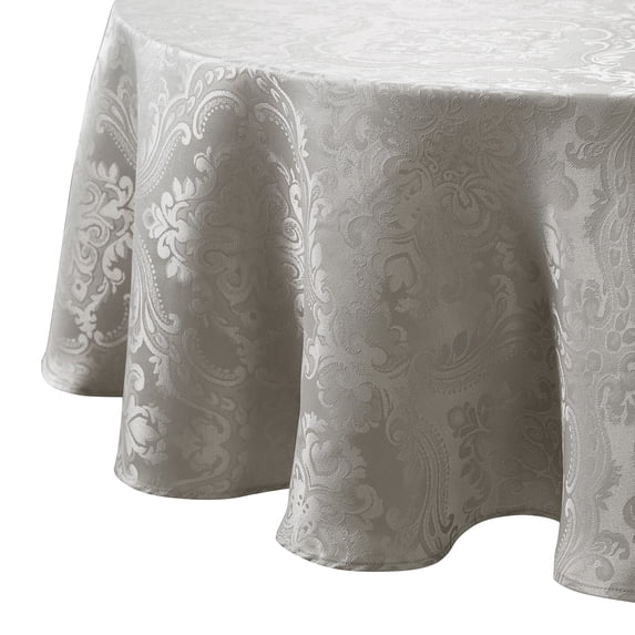 Elrene Home Fashions Caiden Elegance Damask Tablecloth, Silver, 60" x 84" Oval