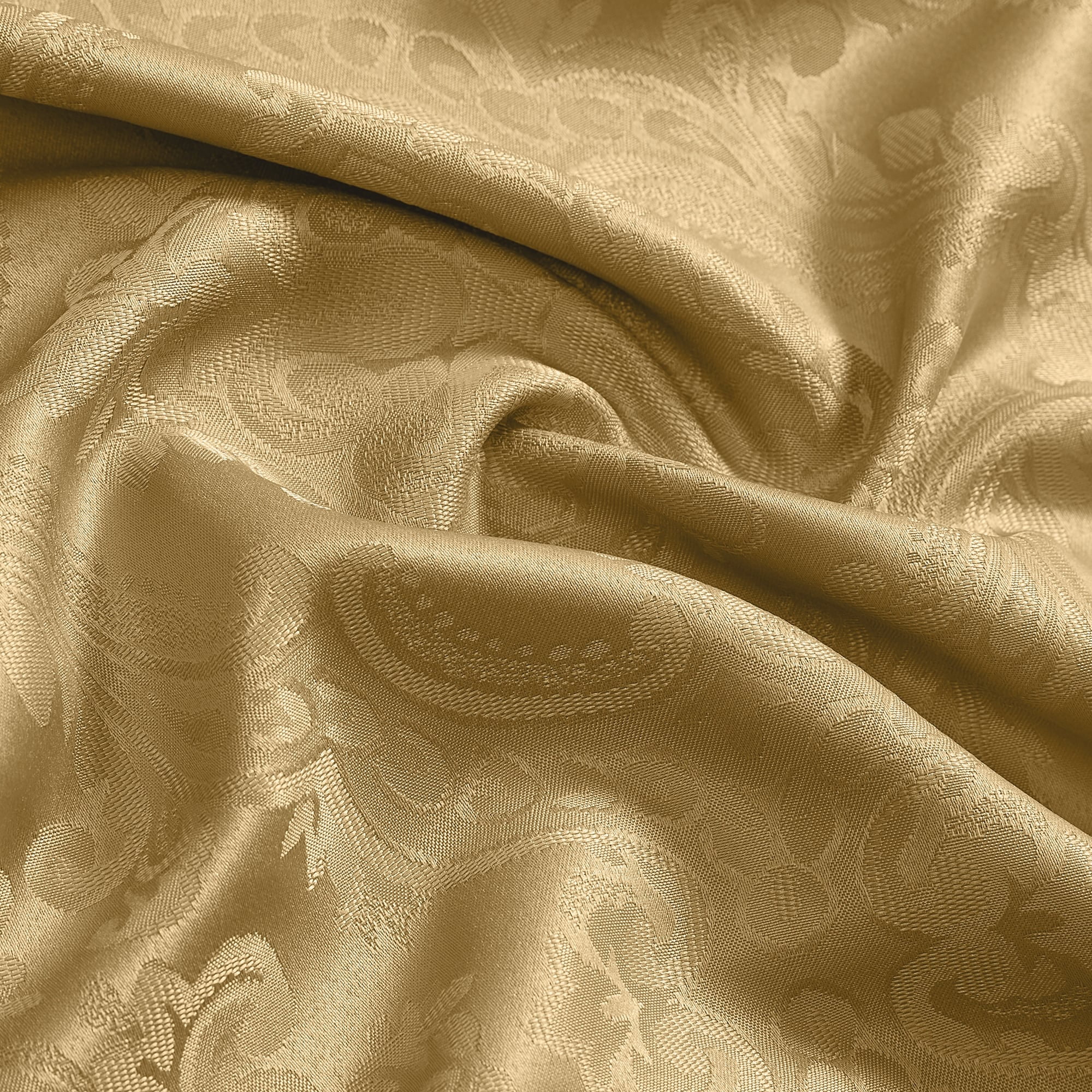Gold Damask Round Polyester Tablecloth, 90"