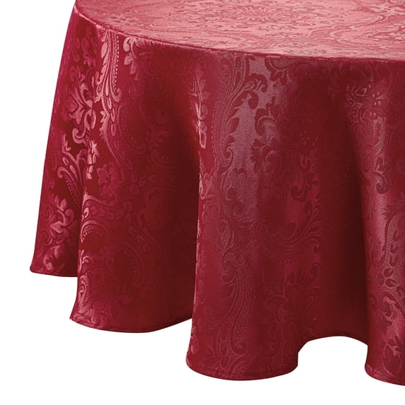 Elrene Home Fashions Caiden Elegance Damask Tablecloth, Red, 90" x 90" Round