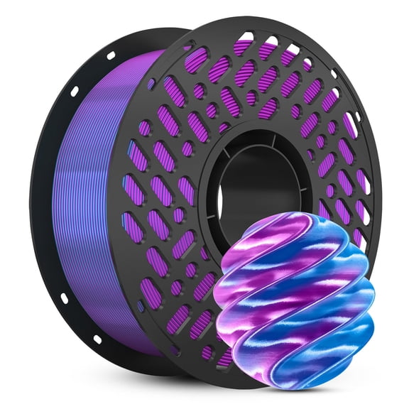 Cailab PLA Silk Dual-Color 3D Printer Filament, 2 Colors Changing, 2.2lbs(1KG) Spool, for FDM 3D Printer, Rose&Azure