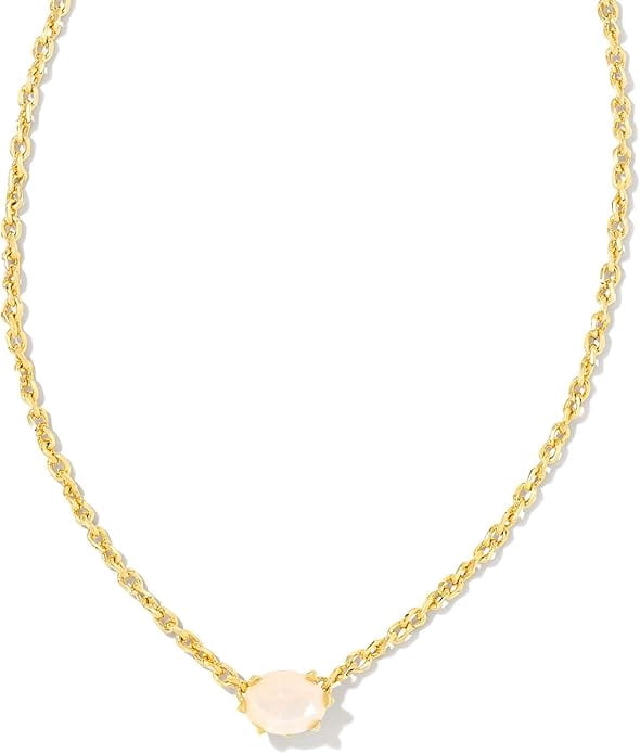 Kendra Scott Cailin Crystal Pendant Necklace Gold White Iridescent Crystal