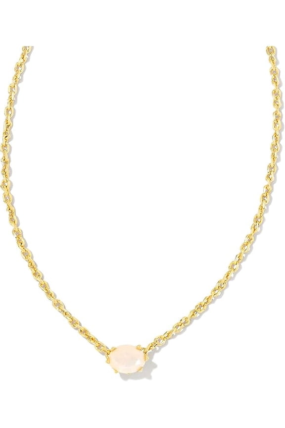 Cailin Crystal Pendant Necklace Gold White Iridescent Crystal