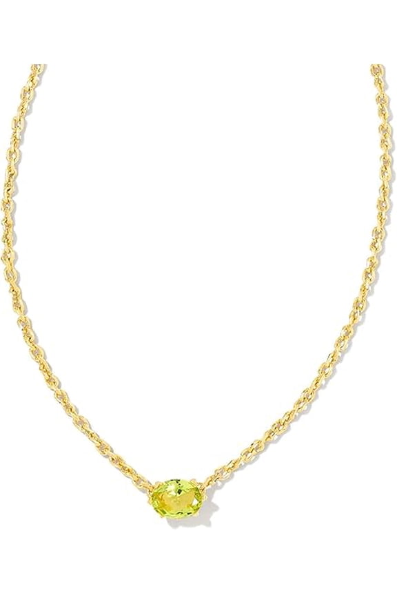 Cailin Gold Pendant Necklace in Light Green Crystal