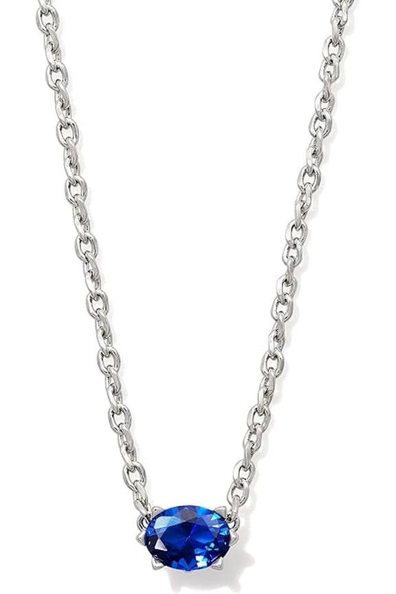 Cailin Silver Pendant Necklace in Blue Crystal