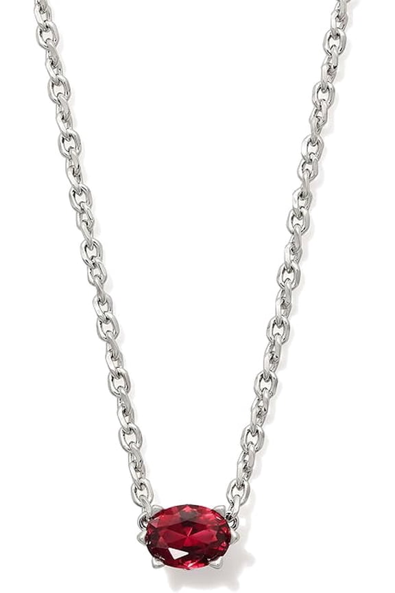 Cailin Crystal Pendant Necklace Silver Burgundy Crystal