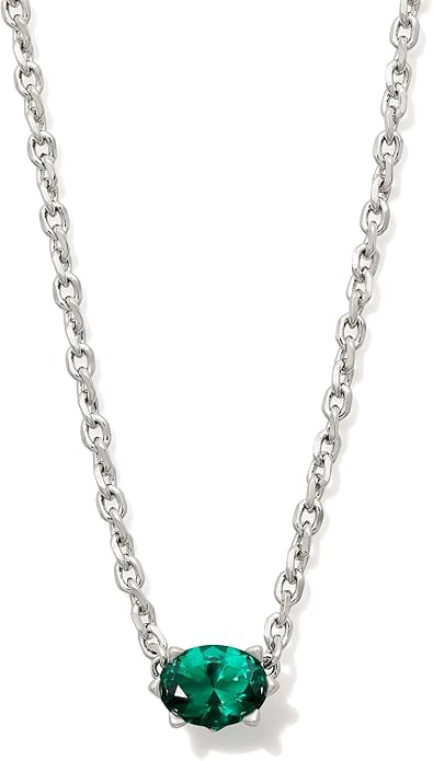 Kendra Scott Cailin Crystal Pendant Necklace Silver Green Crystal