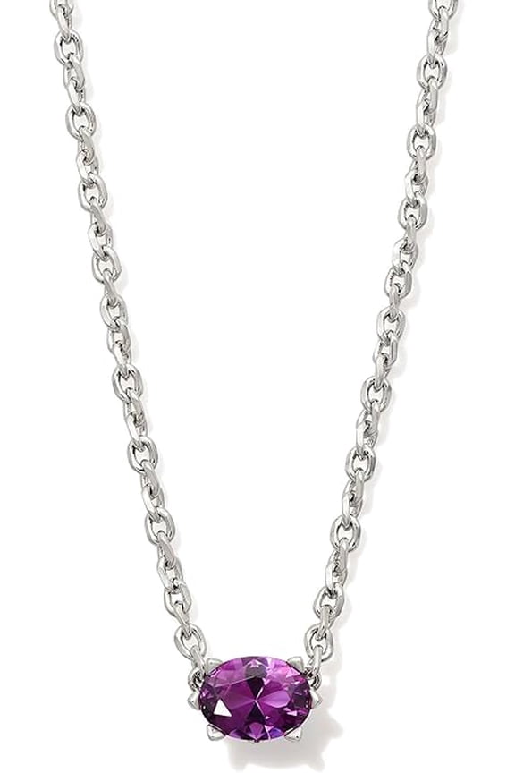 Cailin Silver Pendant Necklace in Purple Crystal