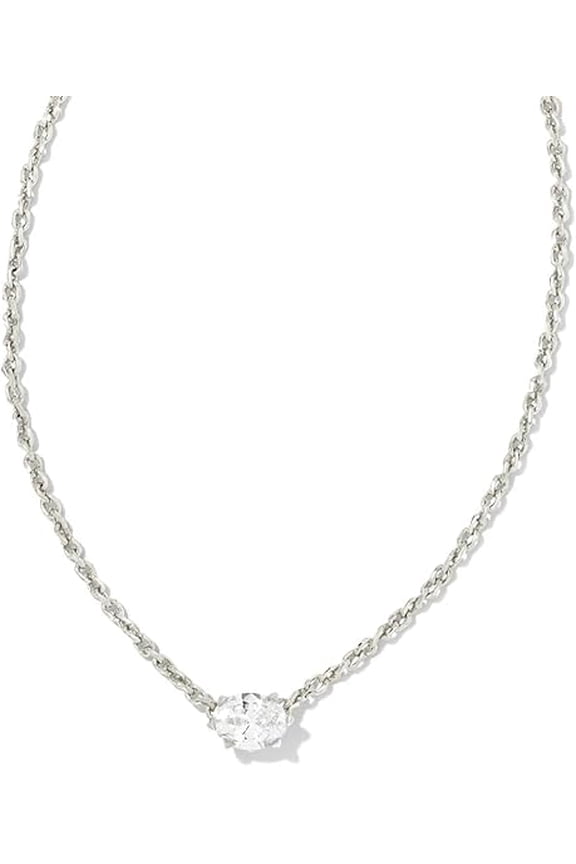 Cailin Silver Pendant Necklace in White CZ
