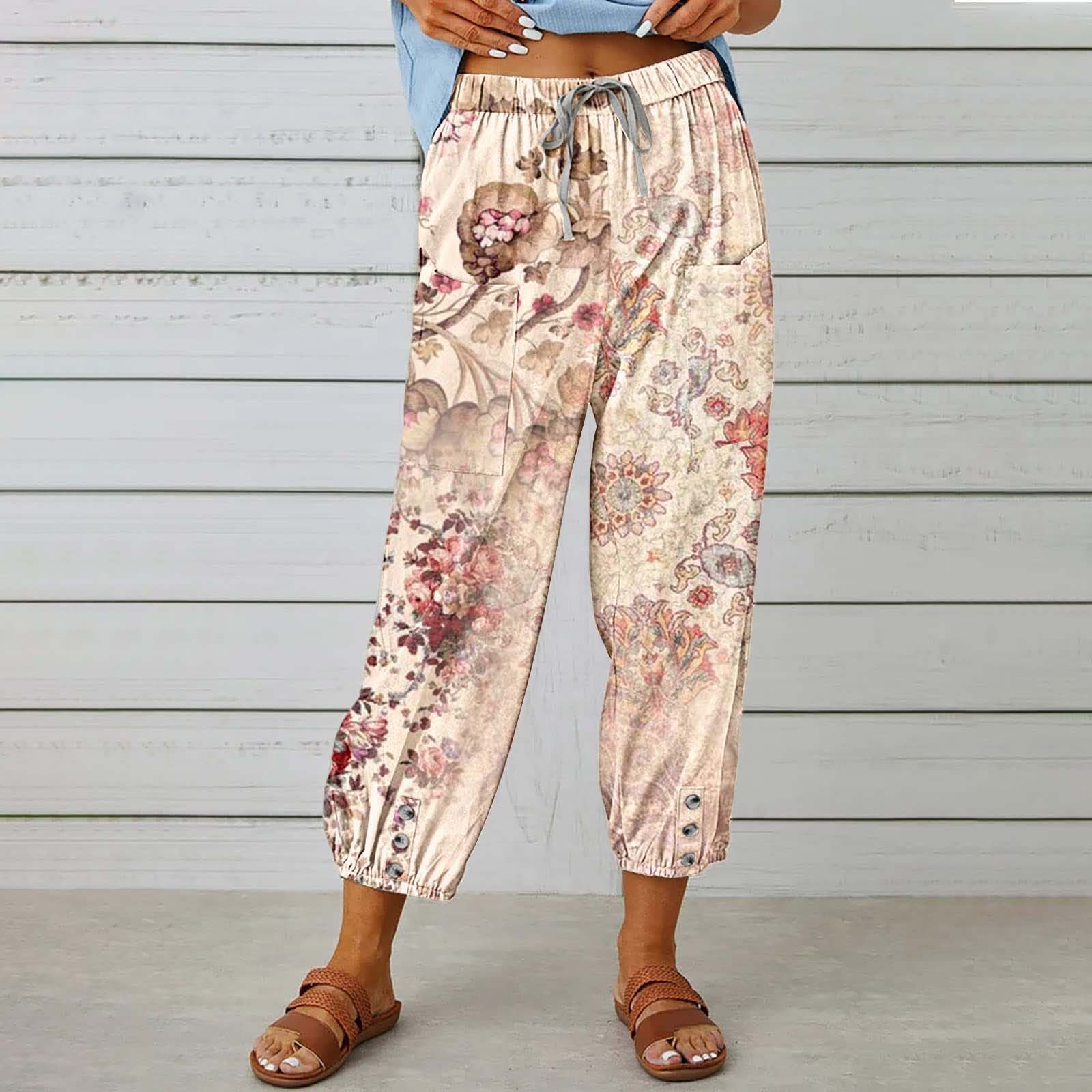 Cailingl Clearance Womens Pants Women Capri Pants Summer Cotton