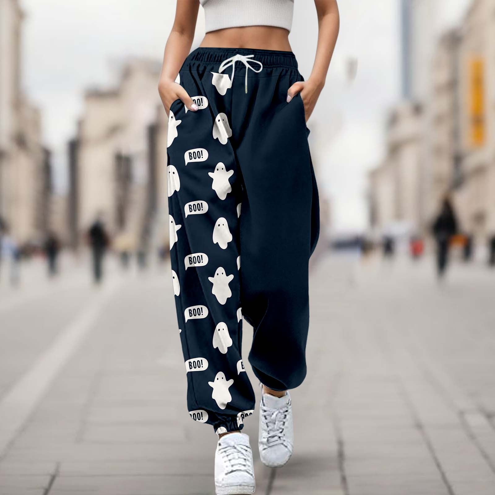 Cailingl Clearance women's pants Womens Halloween Elastic Waist Pockets