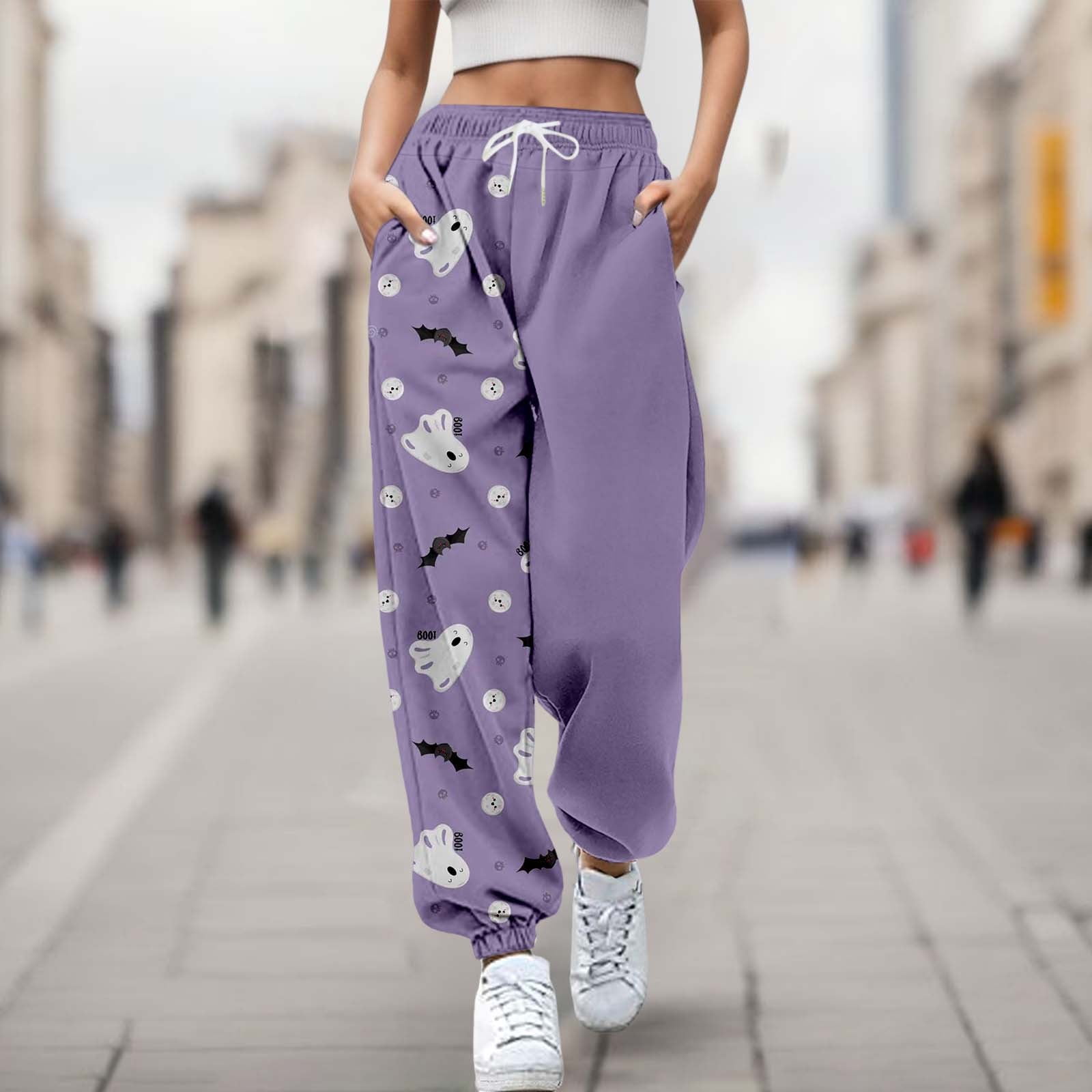 Cailingl Clearance women's pants Womens Halloween Elastic Waist Pockets