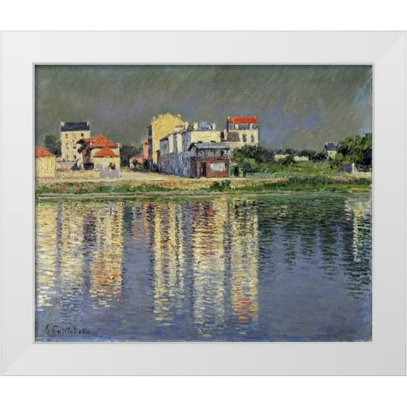 Caillebotte, Gustave 24x20 White Modern Wood Framed Museum Art Print Titled - Banks of The Seine at Argenteuil