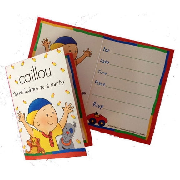Various Caillou Invitations w/ Envelopes, Party, 8 Count
