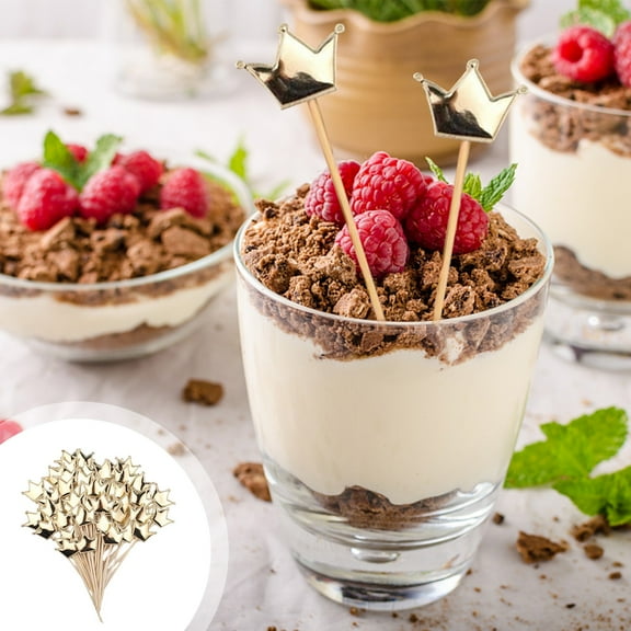 Menrkoo 50 Pcs Cocktail Picks- Wooden Cocktail Picks Toothpick Strings For Appetizers- Fruit And Drinks Decoration Christmas Party Supplies Gold Free Size