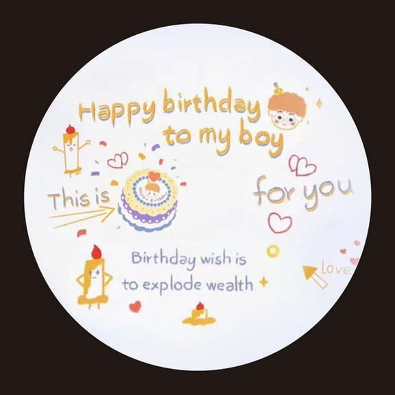 Menrkoo Ins Happy Birthday Projection Cake Projector Lamp Projector Holiday Gift White D