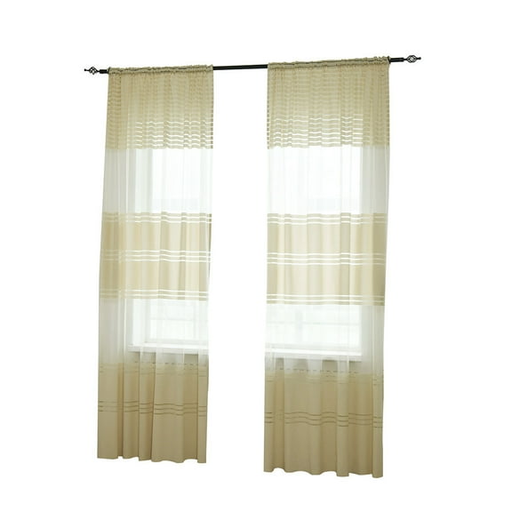 Menrkoo Leaf Curtain Panel - Tulle Fabric, Light Filtering And , Pattern Beige Free Size