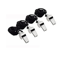 Menrkoo Metal Referee Whistle Stainless Steel Extra Whistle With Lanyard For School Sports Soccer Football Basketball 4Pc Black Free Size