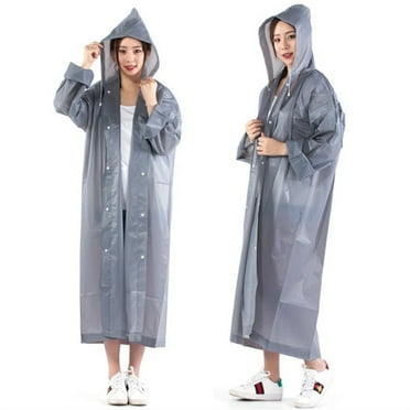 Cailmei Raincoat For Adults Portable Rain Cape Water-Proof Outdoor Raincoat With Hood Transparent Raincoat For Camping, Hiking & Travel Gray Free Size