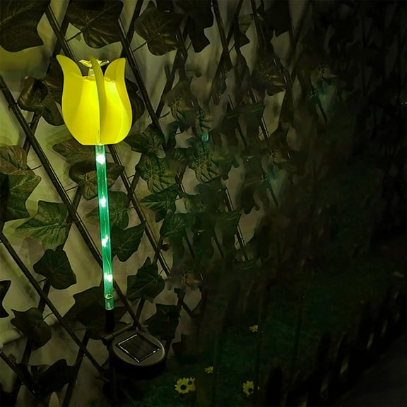 Menrkoo Solar Garden Decorative Lights, Simulated Tulips Windmill Lights , Outdoor Solar Ground Lights That Can Dance With The Wind Yellow Free Size