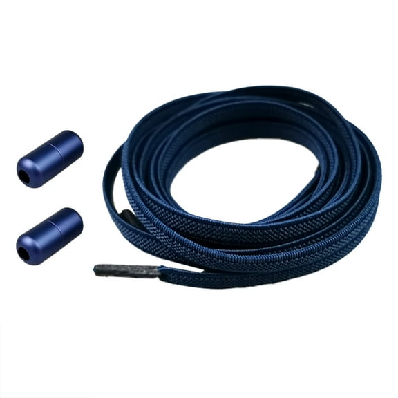 Cailmei Tieless Shoelaces with 2 Metal Capsules, Elastic Navy Blue, 100 cm