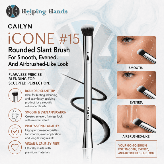 Cailyn iCONE #15 Rounded Slant Brush - For Smooth, Evened, Airbrushed-Like Look
