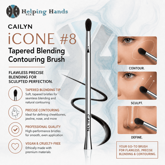 Cailyn iCONE #8 Tapered Blending Contouring Brush for Flawless Precise Blending