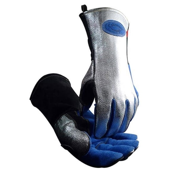 Caiman 20 in. Aluminized Back Kontour Kevlar Gloves, Blue & Charcoal