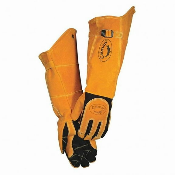PIP Caiman 1878 Premium Split Deerskin MIG/Stick Welder's Glove with Fleece/Foam Insulation - 21" Length, Gold - Size 10 - XL - Pair