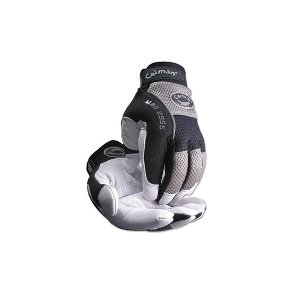 Caiman White Goat Grain Leather Palm Gloves, X-Large, White/Black/Gray - 1 PR (607-2955-XL)