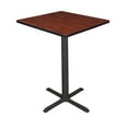 thumbnail image 1 of Cain 30" Square Cafe Table with Steel X Base and Hidden Adjustable Glides - Cherry, 1 of 6