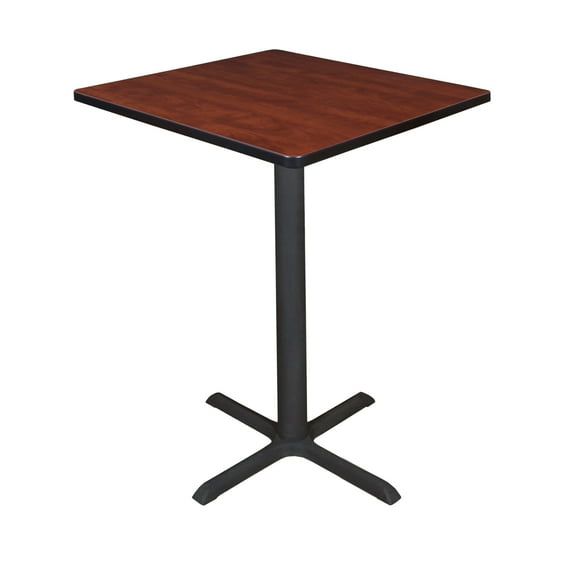Cain 30" Square Cafe Table with Steel X Base and Hidden Adjustable Glides - Cherry