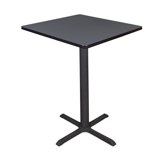Cain 30" Square Cafe Table with Steel X Base and Hidden Adjustable Glides - Grey