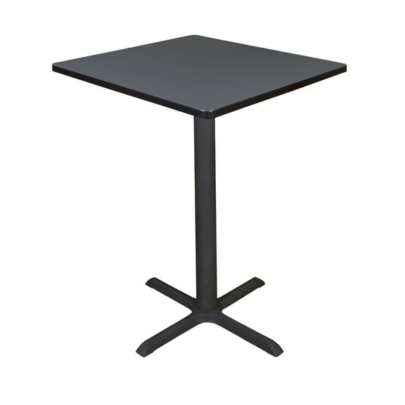 Cain 30" Square Cafe Table with Steel X Base and Hidden Adjustable Glides - Grey