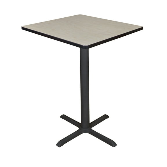 Cain 30" Square Cafe Table with Steel X Base and Hidden Adjustable Glides - Maple