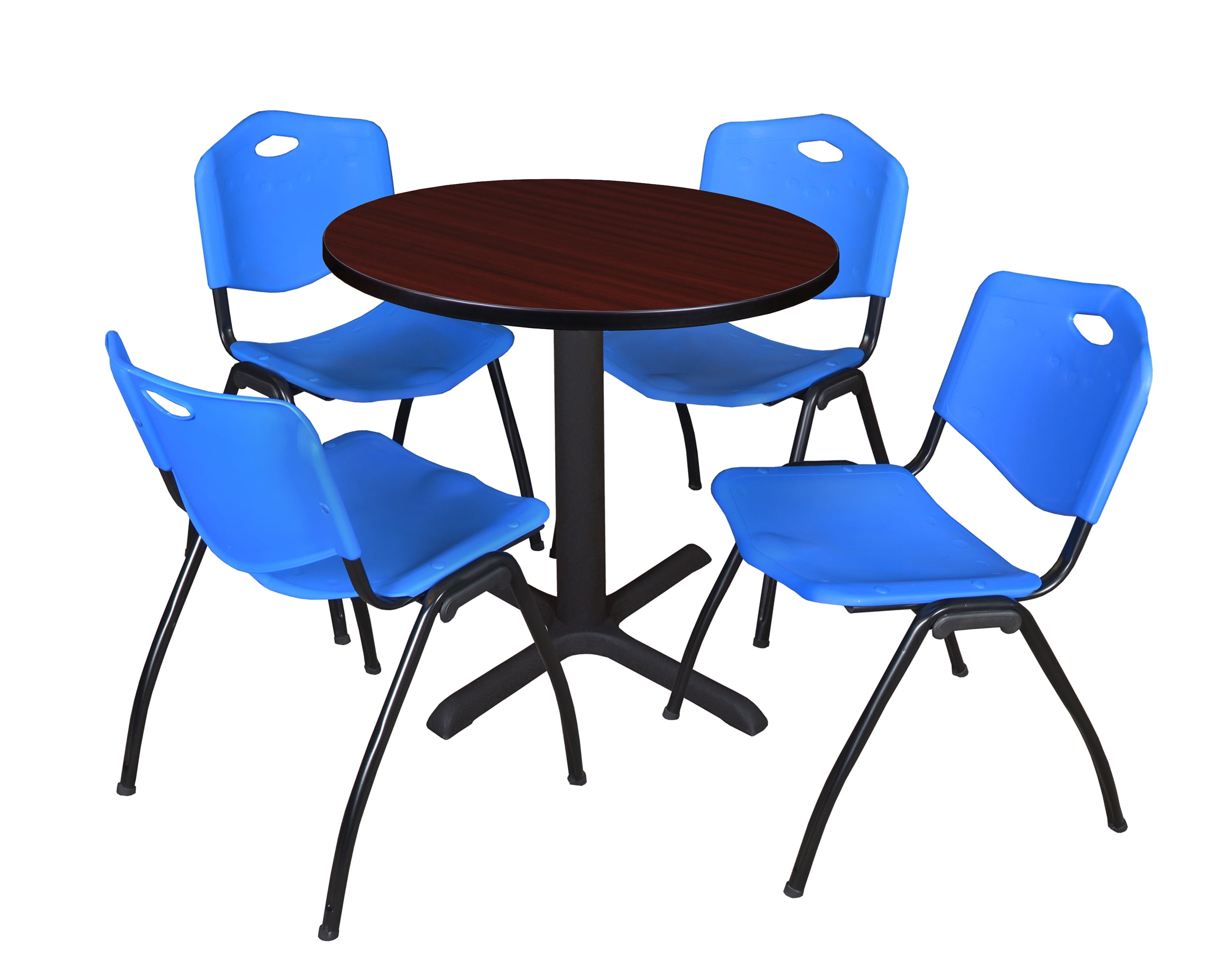 Small Rectangular Breakroom Table Regency Cain Small 30 in. Round X-Base Breakroom Table- Mahogany & 4 M ...