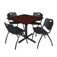 thumbnail image 1 of Cain 36" Mahogany Square Breakroom Table and 4 'M' Stack Chairs, Multiple Colors, 1 of 10
