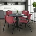 thumbnail image 1 of Regency Cain 36 in. Round X-Base Breakroom Table- Grey & 4 M Stack Chairs- Burgundy, 1 of 8