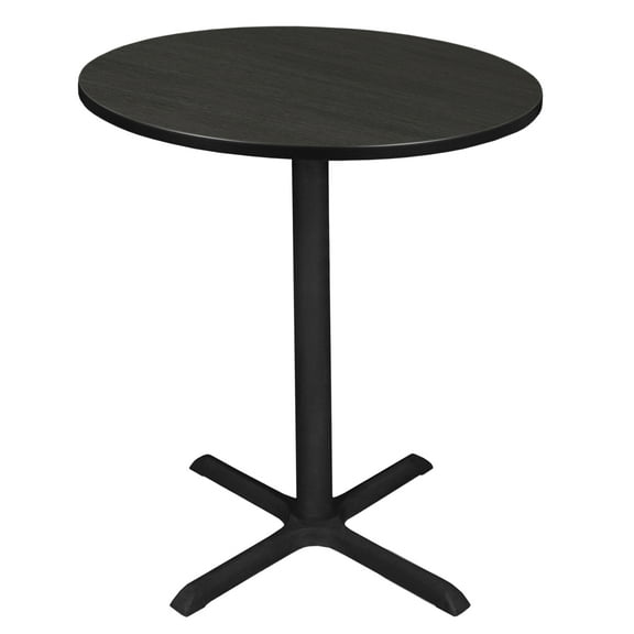 Cain 36" Round Cafe Table with Steel X Base and Hidden Adjustable Glides - Ash Grey