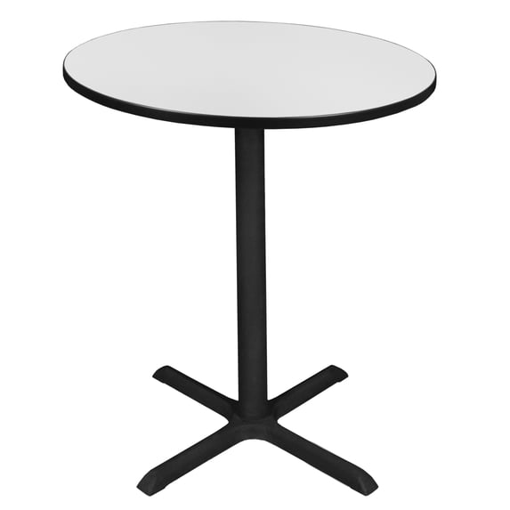 Cain 36" Round Cafe Table with Steel X Base and Hidden Adjustable Glides - White