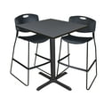 thumbnail image 1 of Regency Cain 36 in. Square X-Base Cafe Table- Grey & 2 Zeng Stack Stools- Black, 1 of 8