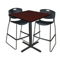 thumbnail image 1 of Cain 36" Square Café Table- Mahogany & 2 Zeng Stack Stools- Black, 1 of 8