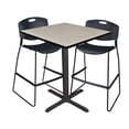 thumbnail image 1 of Cain 36" Square Café Table- Maple & 2 Zeng Stack Stools- Black, 1 of 8