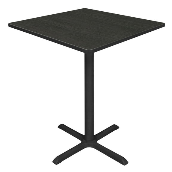 Cain 36" Square Cafe Table with Steel X Base and Hidden Adjustable Glides - Ash Grey