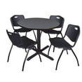 thumbnail image 1 of Cain 42" Grey Round Breakroom Table and 4 'M' Stack Chairs, Multiple Colors, 1 of 9