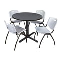 thumbnail image 1 of Cain 42" Grey Round Breakroom Table and 4 'M' Stack Chairs, Multiple Colors, 1 of 8