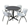 thumbnail image 1 of Cain 42" Grey Round Breakroom Table and 4 'M' Stack Chairs, Multiple Colors, 1 of 9